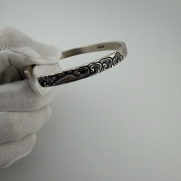 Jewelry - Bocai S999 Pure Silver Auspicious Cloud Cuff Bracelet | 30g Handmade | Beautifuf